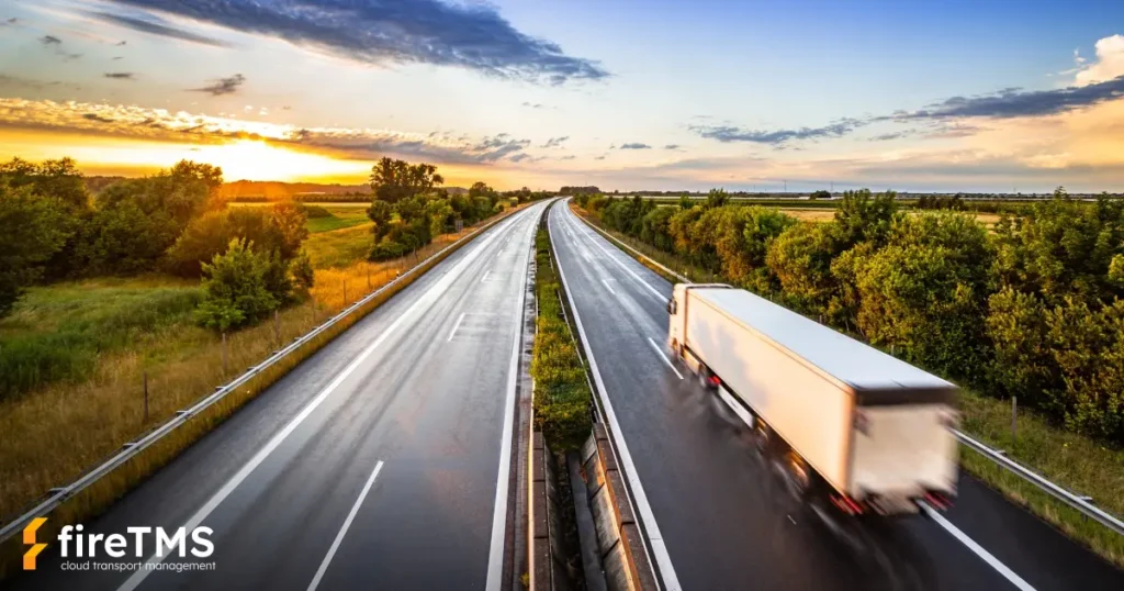 Samochód ciężarowy jadący niemiecką autostradą, na której obowiązują opłaty drogowe