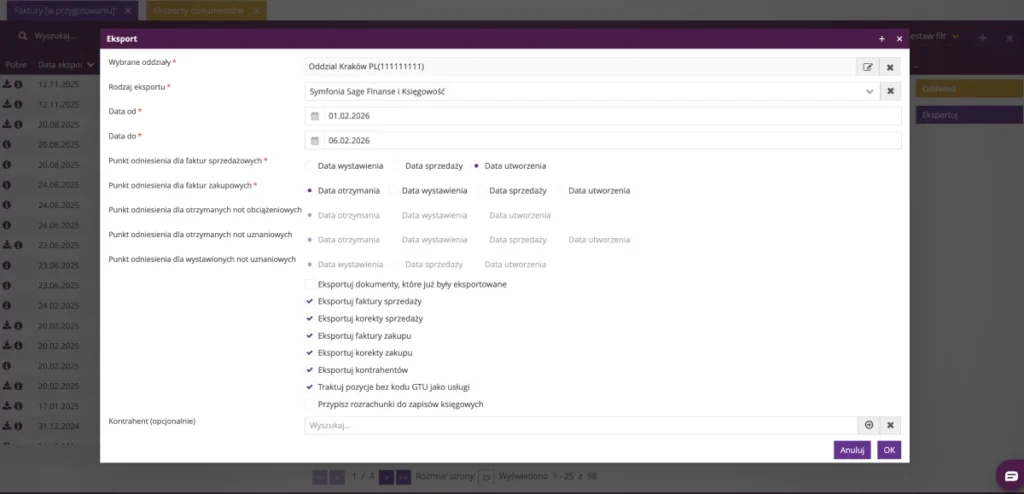 Zrzut ekranu systemu fireTMS: rozszerzenie API
